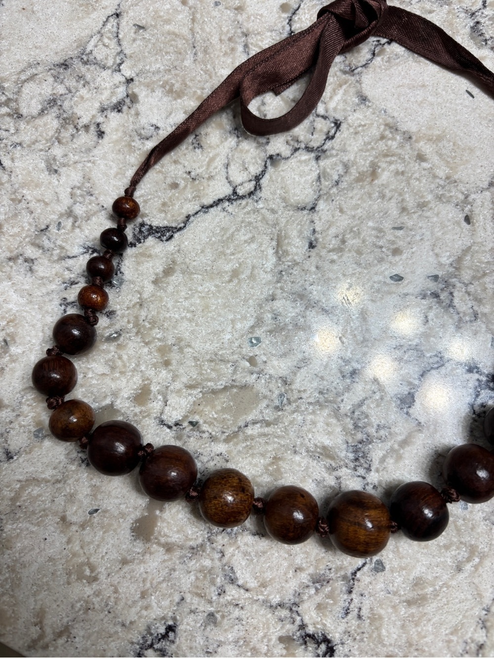 Elegant Brown Wooden Beaded Necklace - Picture 8 of 9